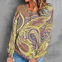 Women's Sweatshirt Pullover Retro Yellow Graphic Geometric Tie Dye Casual Round Neck Long Sleeve S M L XL 2XL 3XL  Winter Lightinthebox - thumbnail