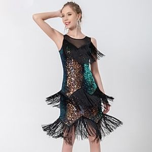 Retro Vintage Roaring 20s 1920s Flapper Dress The Great Gatsby Flapper Girl Women's Sequins Tassel Fringe Cosplay Costume Carnival Carnival Party  Evening Prom Dress Lightinthebox