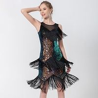 Retro Vintage Roaring 20s 1920s Flapper Dress The Great Gatsby Flapper Girl Women's Sequins Tassel Fringe Cosplay Costume Carnival Carnival Party  Evening Prom Dress Lightinthebox - thumbnail