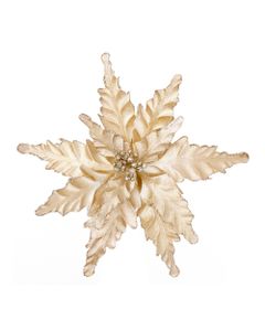 Homesmiths Christmas 25cm Velour Clip on Poinsettia Cream