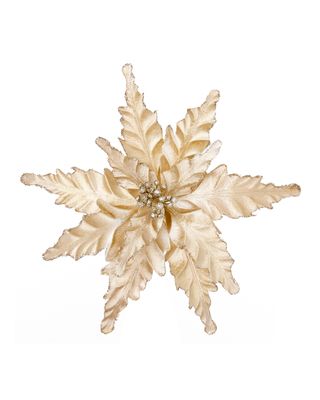Homesmiths Christmas 25cm Velour Clip on Poinsettia Cream