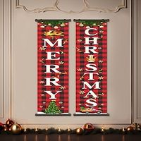 1pc Christmas Poster with Hangers Courtyard Merry Christmas Wall Art Canvas Posters Art For Home Living Room Decoration Wall Art Decor Lightinthebox - thumbnail