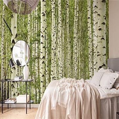 Green Plants Wallpaper Mural Forest Wall Covering Sticker Peel and Stick Removable PVC/Vinyl Material Self Adhesive/Adhesive Required Wall Decor for Living Room Kitchen Bathroom miniinthebox