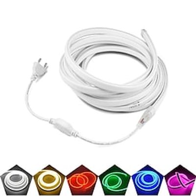 20m 65.6ft Waterproof LED Neon Tube Rope Strip Light SMD 2835 Flexible for Outdoor Halloween Christmas Decorative Lighting AC220V-240V Lightinthebox