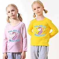 Kids Girls' T shirt Long Sleeve White Black Pink Cartoon Unicorn Letter Indoor Outdoor Adorable Cute 3-10 Years Lightinthebox - thumbnail