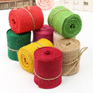 2m Colorful Natural Jute Hessian Burlap Ribbon Sewing Craft Wedding Christmas Gift Decoration