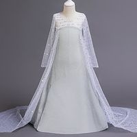 Frozen Princess Elsa Dress Flower Girl Dress Tulle Dresses Girls' Movie Cosplay Anime White Dress Halloween Masquerade Polyester Lightinthebox - thumbnail