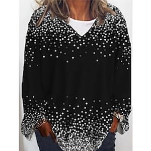 Women's Plus Size Tops T shirt Tee Graphic Print Long Sleeve V Neck Casual Daily Going out Polyester Winter Fall Black Lightinthebox