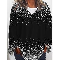 Women's Plus Size Tops T shirt Tee Graphic Print Long Sleeve V Neck Casual Daily Going out Polyester Winter Fall Black Lightinthebox - thumbnail