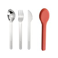 Eazy Kids Cutlery Set - Stainless Steel Spoon Fork & Knife With Silicone Case Pink