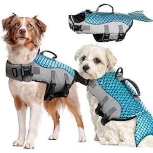 Dog Life Jacket Vest Mermaid Reflective Life Coat for Small Medium Large Dogs Adjustable Safety Pet Preserver Lifesaver with Rescue Handle Ripstop Floatation Swimsuit for Kayaking Swimming Lightinthebox