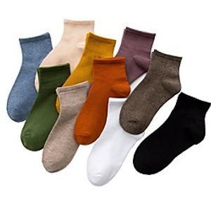 Fashion Comfort Women's Socks Solid Colored Casual Socks Medium Casual Wine Red 5 Pairs Lightinthebox