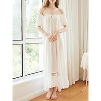 Women's Casual Dress Night Dress Long Dress Maxi Dress Daily Casual Backless Solid Color Square Neck Home Lounge Light Pink White 2023 Summer Spring S M L XL Lightinthebox - thumbnail