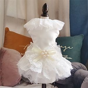 Lace Pearl Dog Dress for Cat Pet Dog Skirt Embroidery Dog Wedding Dress Apparel Summer Dog Shirt Clothes Lightinthebox