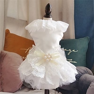 Lace Pearl Dog Dress for Cat Pet Dog Skirt Embroidery Dog Wedding Dress Apparel Summer Dog Shirt Clothes Lightinthebox