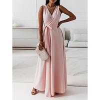 Women's Casual Dress Swing Dress A Line Dress Long Dress Maxi Dress Lace up Street Holiday Date Streetwear Maxi V Neck Sleeveless Regular Fit Pink Wine Red Color S M L XL 2XL Size Lightinthebox