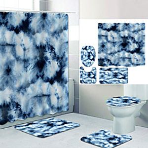 Simple Series 26 Digital Printing Four-piece Set Shower Curtains and Hooks Modern Polyester Machine Made Waterproof Bathroom miniinthebox