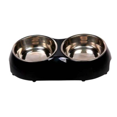Nutrapet Melamine Double Diner Black S 26.5 X 15 X 5.5 Cms 320Ml