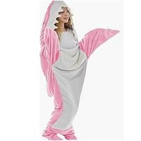 Women's Pink Animal Adult Onesie Shark Sleeping Bag Cartoon Plush Comfort Soft Home Bed Flannel Warm Breathable Hoodie Long Sleeve Fall Winter Pink Blue Lightinthebox - thumbnail