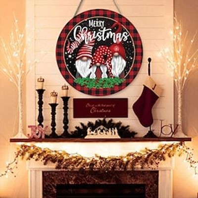 Christmas Wood Wall Sign, Wooden Christmas Gnome Pattern Plaque Sign Wall Decor For Pet Shop Cafe Room Decor Household Items miniinthebox