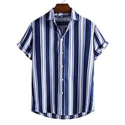 Men's Shirt Other Prints Letter Animal collared shirts Print Short Sleeve Daily Tops Beach Boho Blue Lightinthebox
