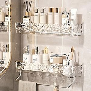 Bathroom Storage Shelf Light Luxury Glacier Pattern No-Drill Toilet Rack for Household Wall Mount, Ideal for Bathroom Vanity Organizing Lightinthebox