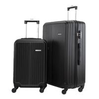 PARA JOHN Lightweight 2-Pieces ABS Hard side Travel Luggage Trolley Bag Set with Lock for men / women / unisex Hard shell strong BLACK