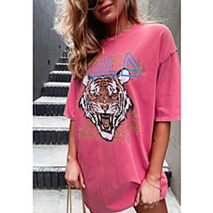 2021 european and american cross-border spring and summer new style cartoon animal print fashion short t-shirt dress 8509 Lightinthebox