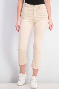 Womens Cotton Crop Trousers  Beige