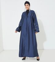 Moistreet Navy Victoria Satin Abaya (XS, S, M, L, XL, XXL)
