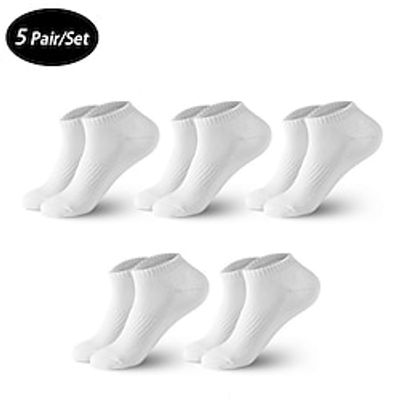 Men's 5 Pack Multi Packs Socks Crew Socks Running Socks Casual Socks No Show Socks Hosiery Black White Color Plain Sports  Outdoor Casual Daily Basic Medium Spring Fall Fashion Lightinthebox
