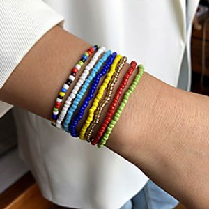 Women's Bead Bracelet Beads Fashion Colorful Holiday European Sweet Boho Glass Bracelet Jewelry Rainbow For Sport Gift Prom Birthday Festival Lightinthebox