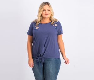 Womens Embroidered Top  Navy