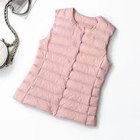 Women's Puffer Vest Quilted Vest Cropped Sleeveless Parka Winter Coat Lightweight Gilet Thermal Warm Crewneck Jacket Outerwear Long Sleeve Fall Pink Lightinthebox - thumbnail