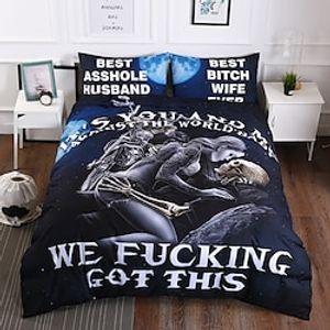 3D Skull Duvet Cover Bedding Sets Comforter Cover with 1 Duvet Cover or Coverlet,1Sheet,2 Pillowcases for Double/Queen/King(1 Pillowcase for Twin/Single) miniinthebox