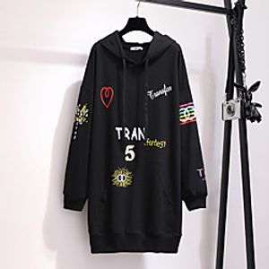 Women's Plus Size Dress T Shirt Dress Tee Dress Short Mini Dress Long Sleeve Graphic Letter Pocket Print Casual Spring Summer Black XXL 3XL 4XL 5XL 6XL  Cotton Lightinthebox