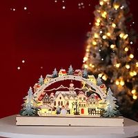 Christmas Wooden House Village Scene Light Up Christmas Scene Ornaments Decorations Home Semicircular Creative Ornaments Lights 1pc Lightinthebox - thumbnail