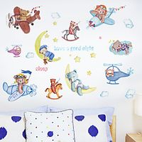 Cartoon Moon Bear Airplane Children's Room Bedroom Porch Kindergarten Wall Background Decoration Can Be Removed Wall Stickers miniinthebox - thumbnail