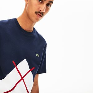 Men's Made In France Crew Neck Jacquard Patterned Piqué T-shirt Men's Made In France Crew Neck Jacquard Patterned Piqué T-shirt