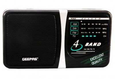 Geepas Radio With 3 Band - AM/SW/TV/FM Bands| Big Speaker, Standard Earphone Included, Large Knob Ideal For Indoor & Outdoor Use, GR6821