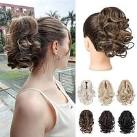 Ponytail Extension 9 Claw Clip in Short Curly Wavy Pony Hair Extension Jaw Clip on Pony Tail HP001 Hairpiece for Women - Chocolate Brown with Highlights Lightinthebox - thumbnail