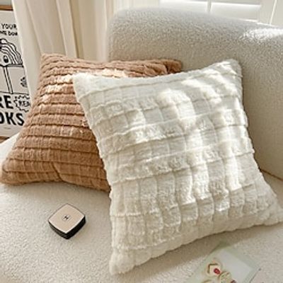 Solid Color Imitation Otter Rabbit Velvet Pillowcase Fashion Soft Living Room Bedroom Sofa CushionCover Modern Brown Outdoor Cushion Covers Decorative Pillowcase for Couch Bed Sofa Lightinthebox