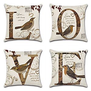 Valentine's Day Vintage Double Side Cushion Cover 4PC Soft Decorative Square Throw Pillow Cover Cushion Case Pillowcase for Bedroom Livingroom Superior Quality Machine Washable Indoor Cushion for Sofa Couch Bed Chair Lightinthebox