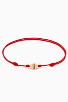 Small Round Bolt with Rubies on Cord Bracelet in 14kt Yellow Gold Small Round Bolt with Rubies on Cord Bracelet in 14kt Yellow Gold