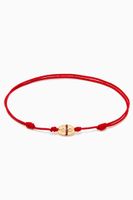 Small Round Bolt with Rubies on Cord Bracelet in 14kt Yellow Gold - thumbnail