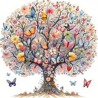 1pc Botanicals DIY Diamond Painting Life Tree And Butterflies Diamond Painting Handcraft Home Gift Without Frame miniinthebox