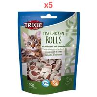 Trixie Premio Bites Fish Chicken Rolls Cat Treats 50G (Pack of 5)