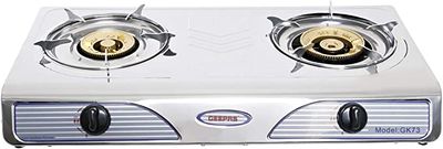 Geepas 2-Burner Gas Hob, Silver, GK73