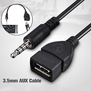 0.2M Sync 3.5mm Male Car AUX Audio Plug Jack to USB Female Cord Converter Cable miniinthebox