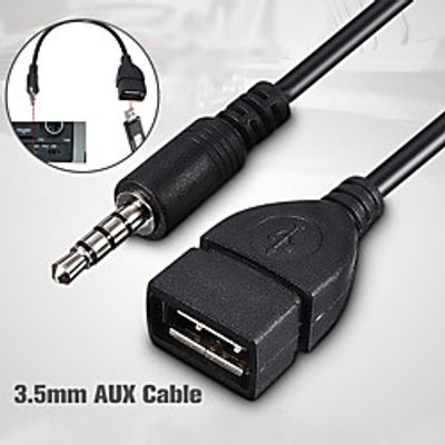 0.2M Sync 3.5mm Male Car AUX Audio Plug Jack to USB Female Cord Converter Cable miniinthebox